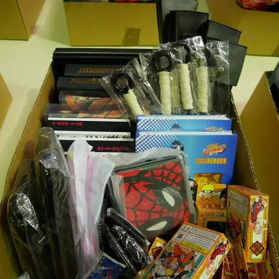 lucky dip box of assorted fantasy colllectables and toys