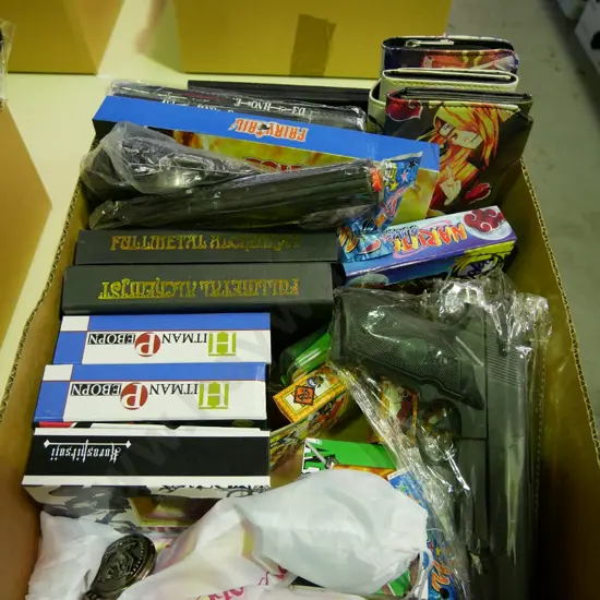 lucky dip box of assorted fantasy colllectables and toys