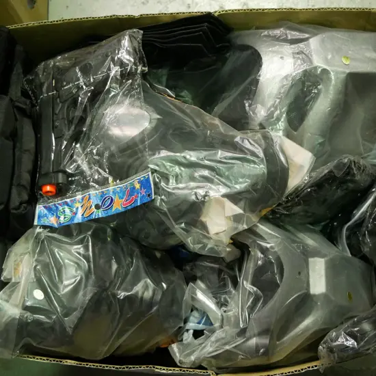 box of SWAT costumes - 2 vests, 4 masks, 2 gloves and plastic guns