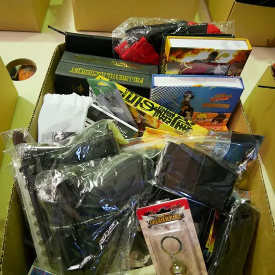 lucky dip box of assorted fantasy colllectables and toys