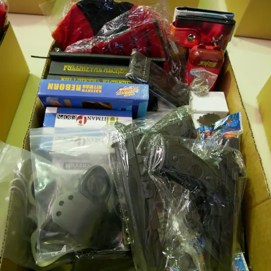 lucky dip box of assorted fantasy colllectables and toys