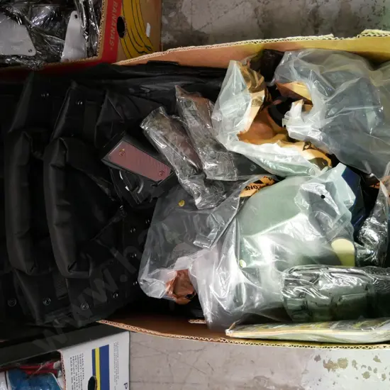 box of SWAT costumes - 3 vests, 6 masks, 3 gloves,  6 plastic guns