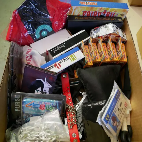 lucky dip box of assorted fantasy colllectables and toys