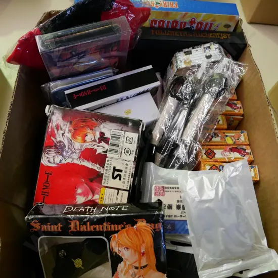 lucky dip box of assorted fantasy colllectables and toys