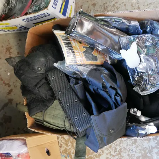 SWAT costume items - vests, belts, gloves, helmet, masks, guns etc.