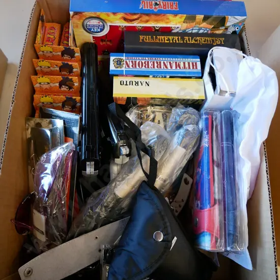 lucky dip box of assorted fantasy colllectables and toys