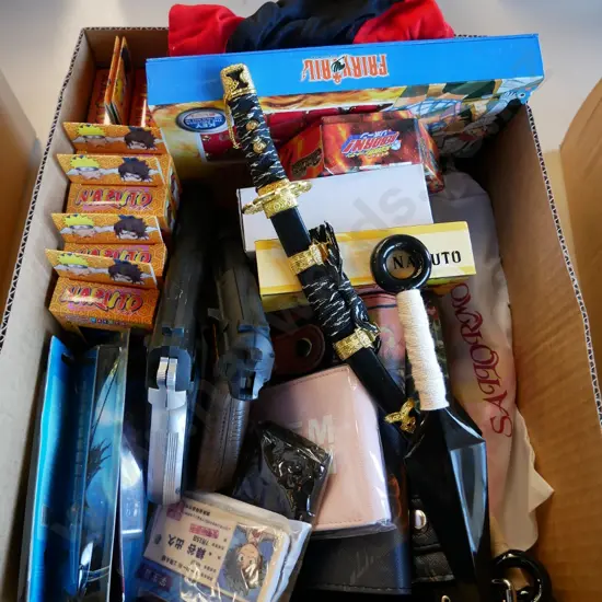 lucky dip box of assorted fantasy colllectables and toys