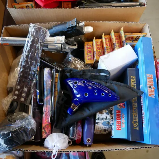 lucky dip box of assorted fantasy colllectables and toys