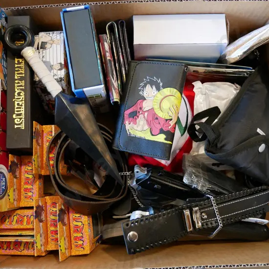 lucky dip box of assorted fantasy colllectables and toys