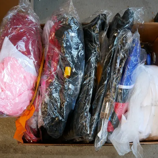box of unopened costumes