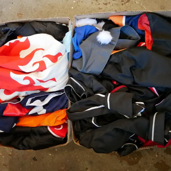 2 boxes of opened costumes - orange dots