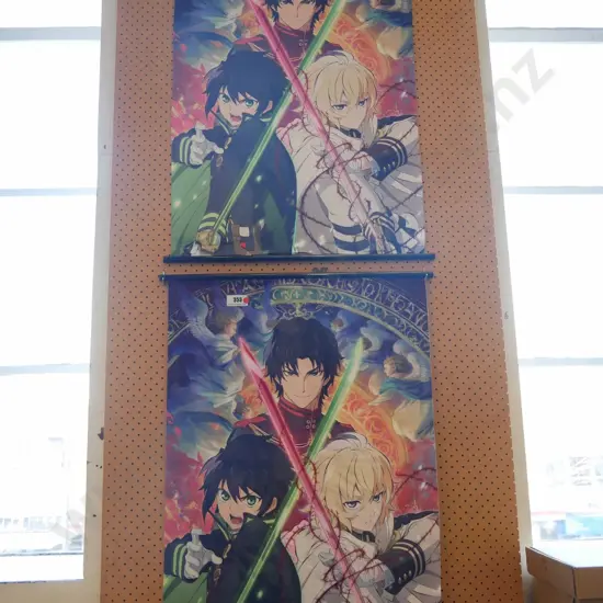 2 wall hanging prints on scrolls