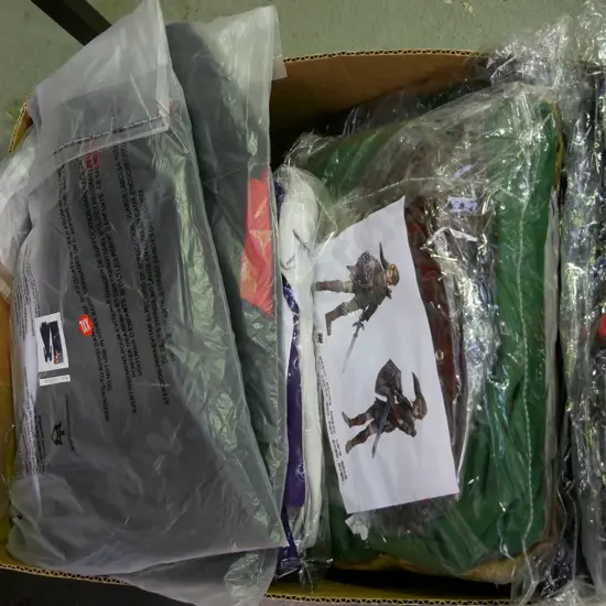 box of unopened costumes