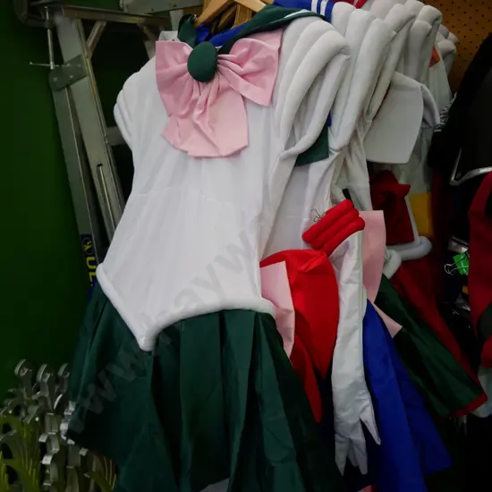 rack of assorted costumes