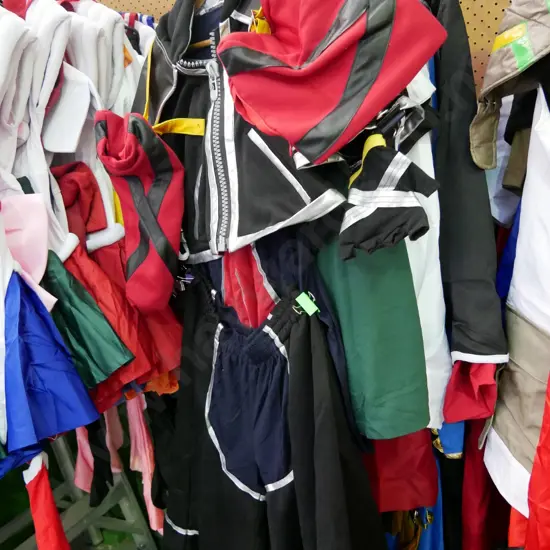 rack of assorted costumes