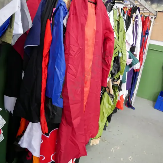 rack of assorted costumes
