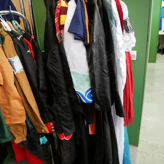 rack of assorted costumes