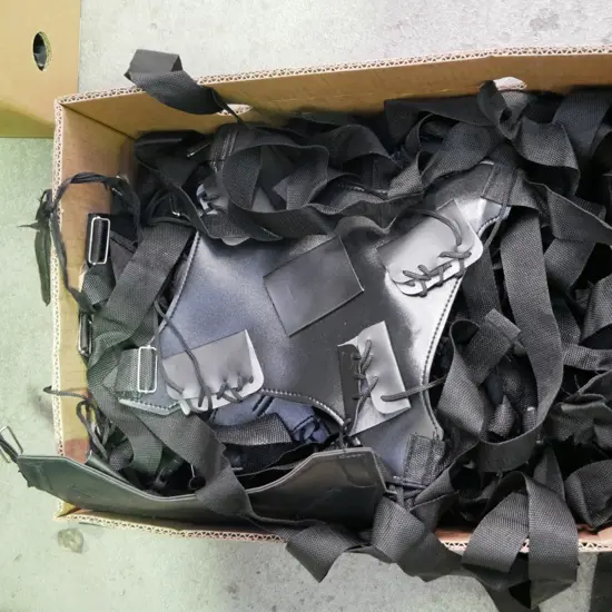 box of harnesses for pairs of katana swords