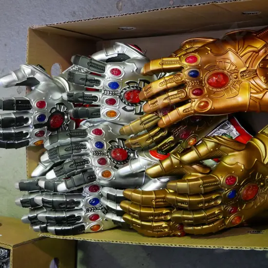 box of Avengers Infinity illuminated and other gauntlets