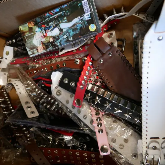 box of studded bracelets, chokers etc.