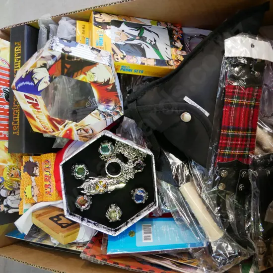 lucky dip box of assorted fantasy colllectables and toys