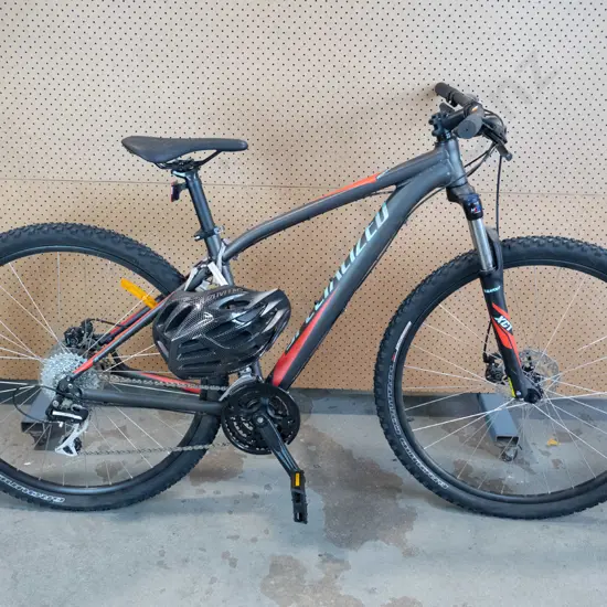 Specialized Rockhopper bike With black Specialised Helmet 