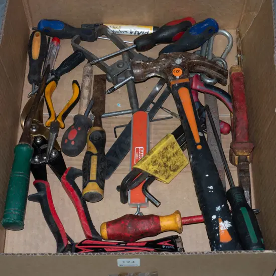 box, various tools