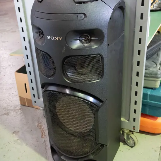 Sony portable stereo system - dent to speaker - no power cord