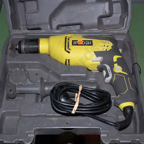 Ryobi corded drill - green - in grey carry case 