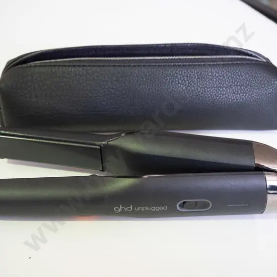 GHD cordless hair straightener in black bag 
