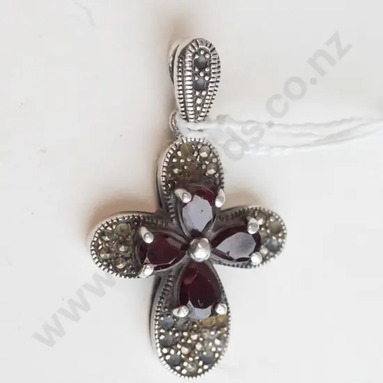 Red and Silver cross pendant