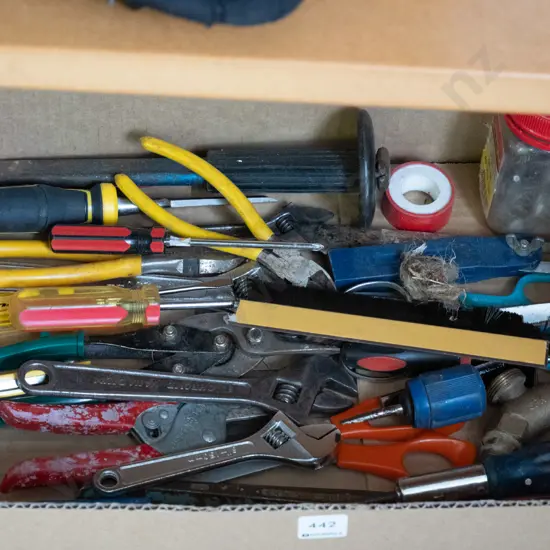 box; various tools