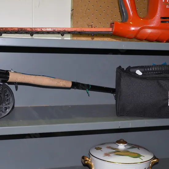 fly fishing rod and reel, cartridges and carry case, as new