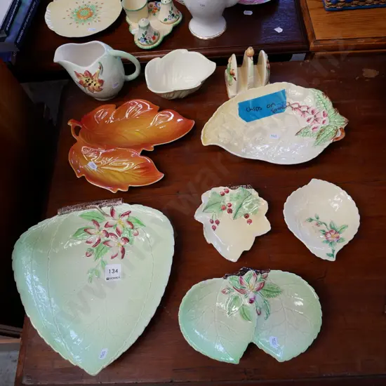 Carlton ware dishes, jug , toast rack, etc, some chips on some items