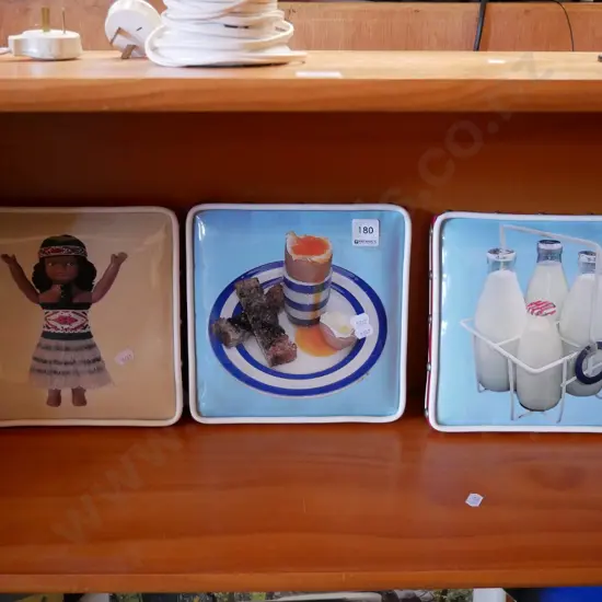 3 NZ related prints/ upholstered art - doll, breakfast and milk