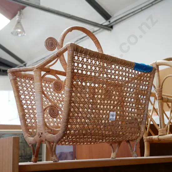 woven cane magazine rack