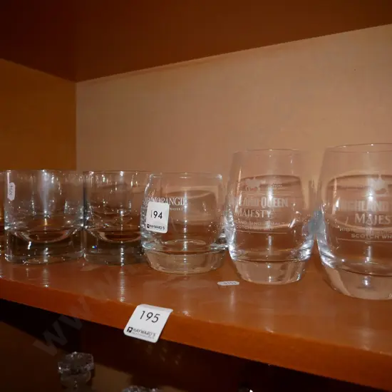 shelf; whisky tumblers