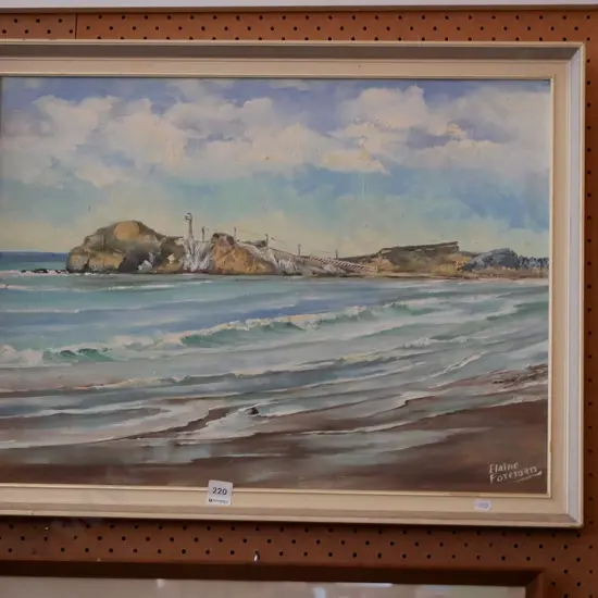 framed oil on board - lighthouse