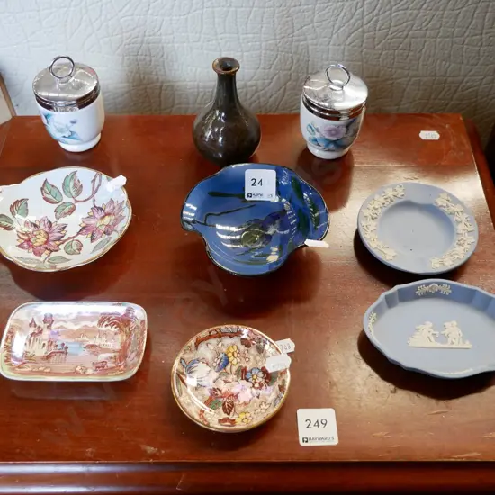 2 egg coddlers, dishes, bud vase etc