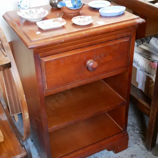 mahogany single drawer bedside bookcase cabinet