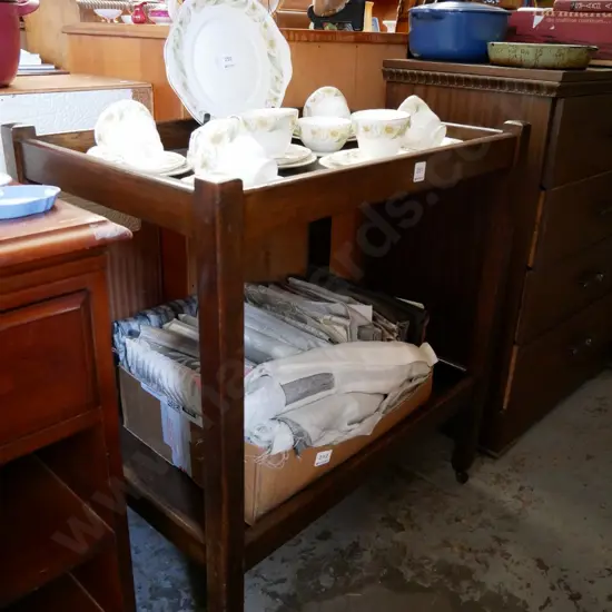 oak 2 tier tea trolley