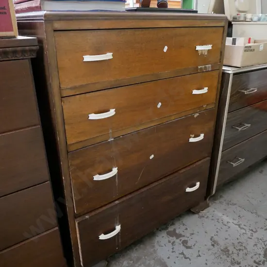 mahogany 4 drawer chest H- 880, W- 690, D- 440