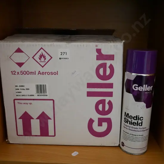 box; Geller hospital grade spray sanitiser