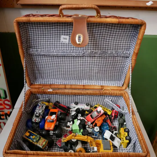 picnic hamper with toy vehicles
