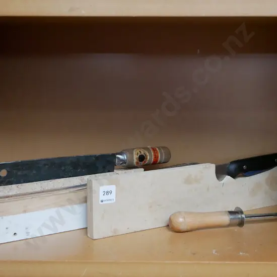 various knives and homemade knife blocks