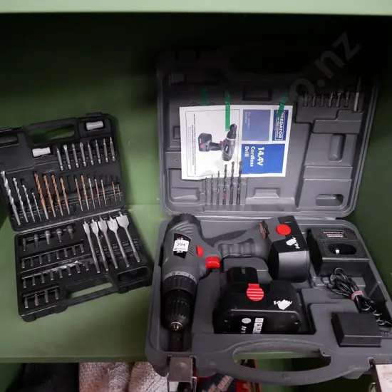 Predator battery drill and case of drivers and drill bits