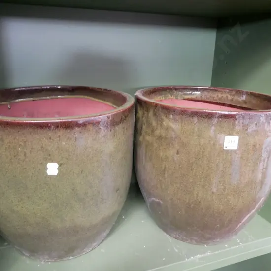 2 x green glazed planters H- 350 