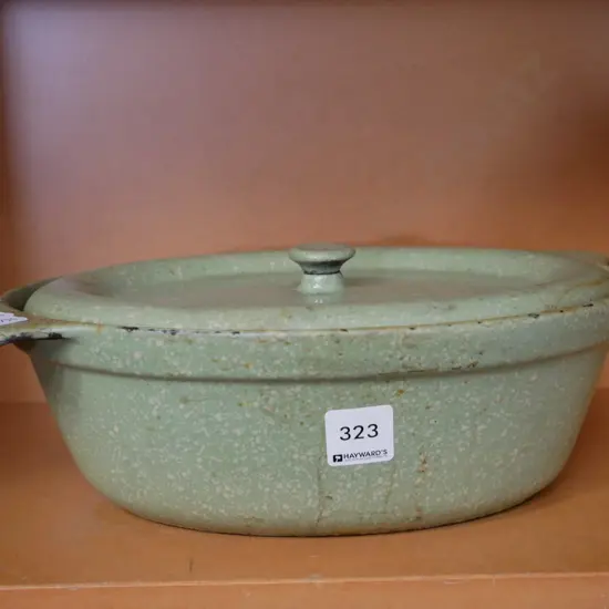 green enamel casserole