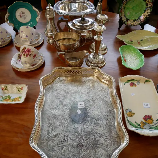 plated ware - footed bowls, sugar shakers, teapots, candlesticks etc