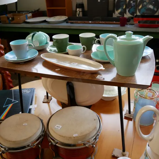 formica topped metal legged coffee table
